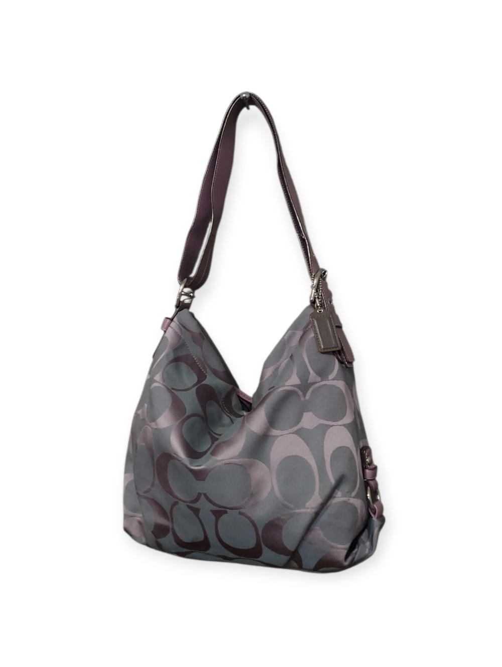 Coach Jacquard Signature Zip Duffle Hobo Bag F15067 Gently Loved - Picture 3 of 11